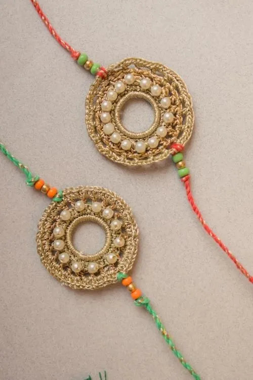 Samoolam Moon Ring Crochet Rakhi (Set of 2)