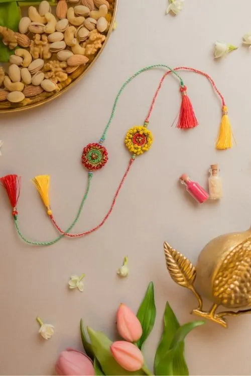 Samoolam Beaded Glow Crochet Rakhi (Set of 2)