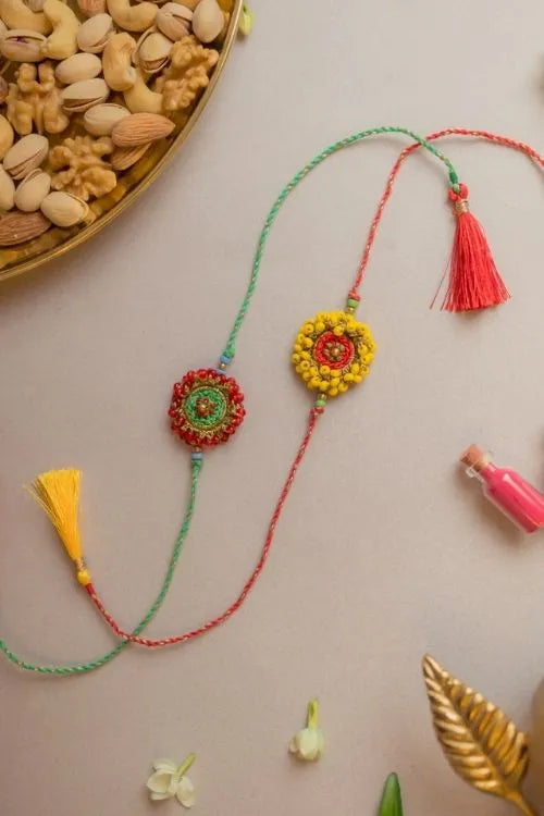 Samoolam Beaded Glow Crochet Rakhi (Set of 2)