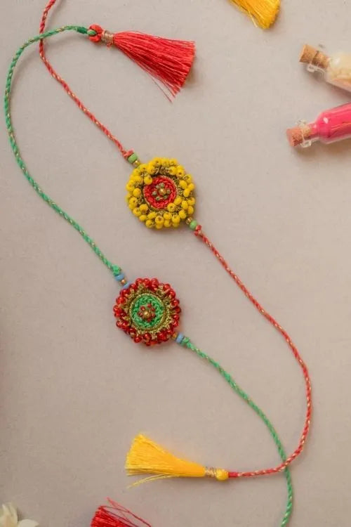 Samoolam Beaded Glow Crochet Rakhi (Set of 2)