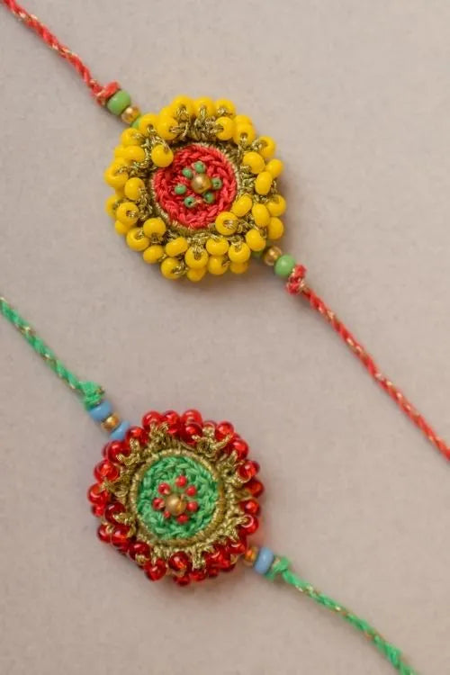 Samoolam Beaded Glow Crochet Rakhi (Set of 2)