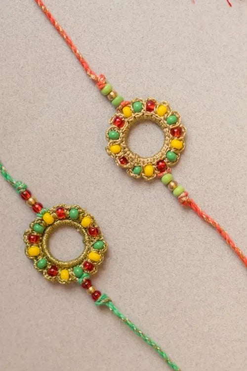 Samoolam Rainbow Ring Crochet Rakhi (Set of 2)