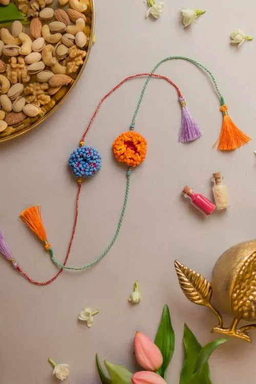 Samoolam Coral Bead Crochet Rakhi (Set of 2)