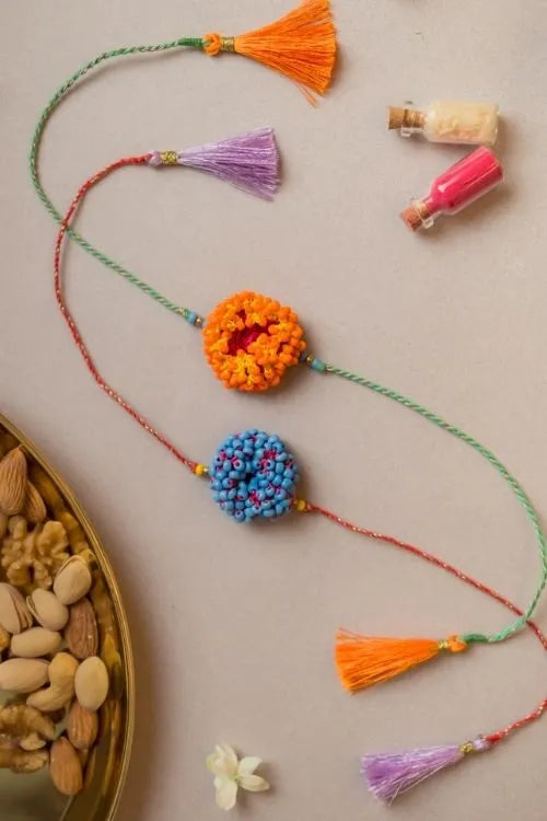 Samoolam Coral Bead Crochet Rakhi (Set of 2)