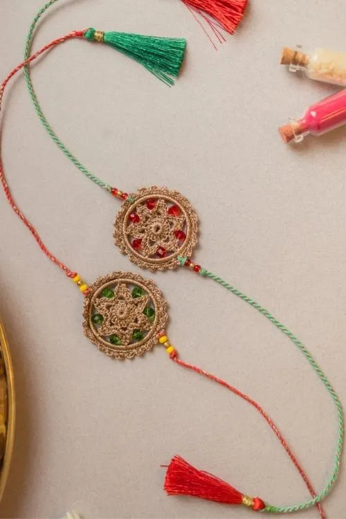 Samoolam Heritage Flower Crochet Rakhi (Set of 2)
