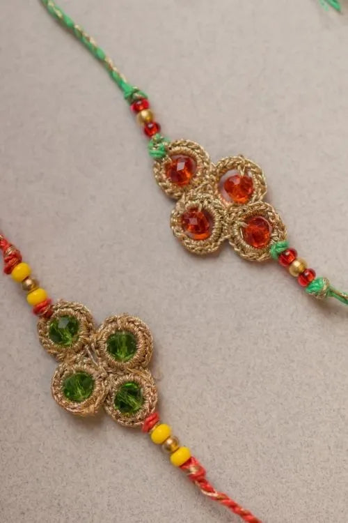 Samoolam Jewelled Diamond Crochet Rakhi (Set of 2)