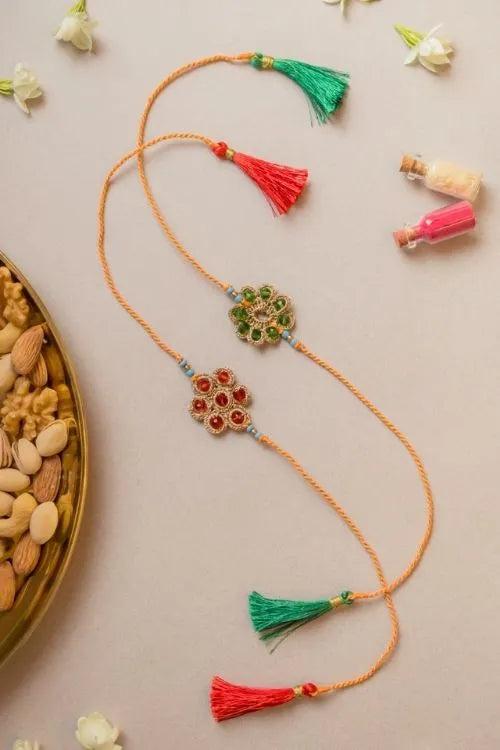 Samoolam Chakra Jewelled Rakhi (Set Of 2)