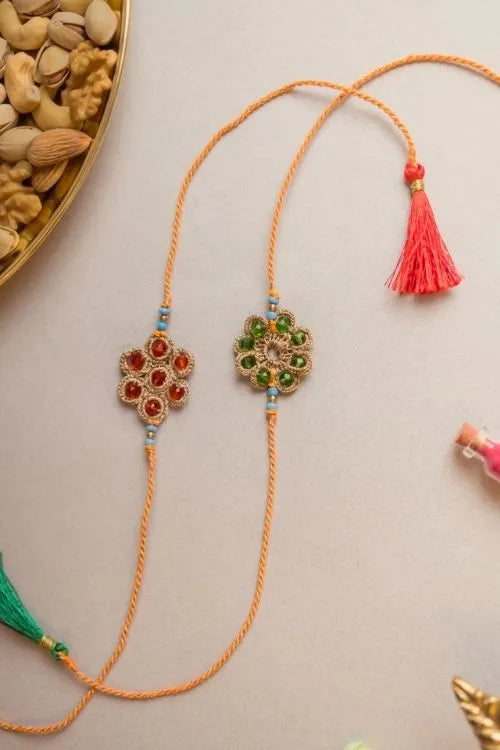 Samoolam Chakra Jewelled Rakhi (Set Of 2)