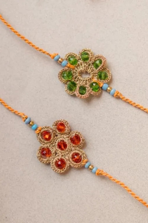 Samoolam Chakra Jewelled Rakhi (Set Of 2)