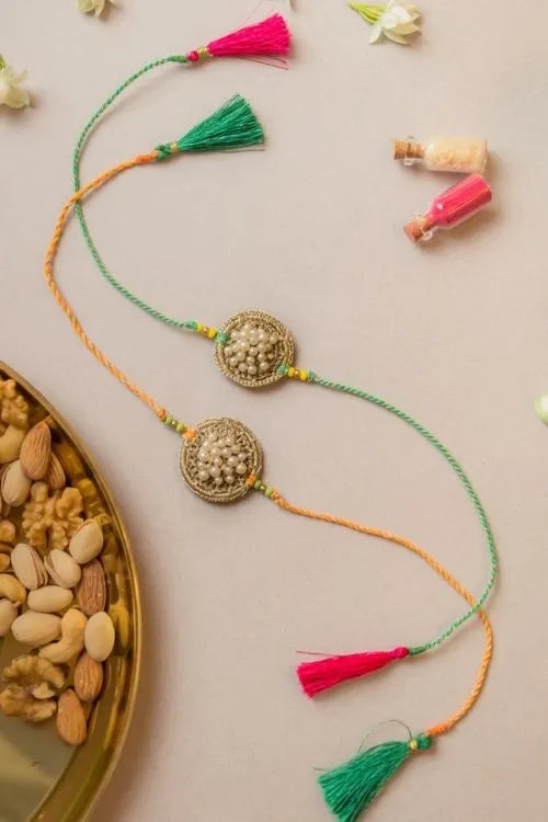 Samoolam Pearl Knot Crochet Rakhi (Set Of 2)