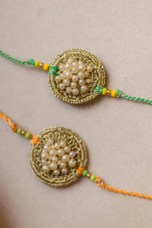Samoolam Pearl Knot Crochet Rakhi (Set Of 2)