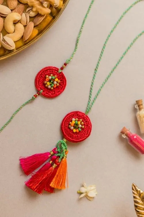 Samoolam Coral Reef Crochet Rakhi & Lumba Set (Set Of 2)