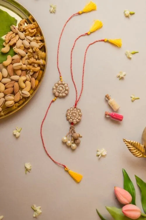 Samoolam Celestial Crochet Rakhi & Lumba Set (Set Of 2)