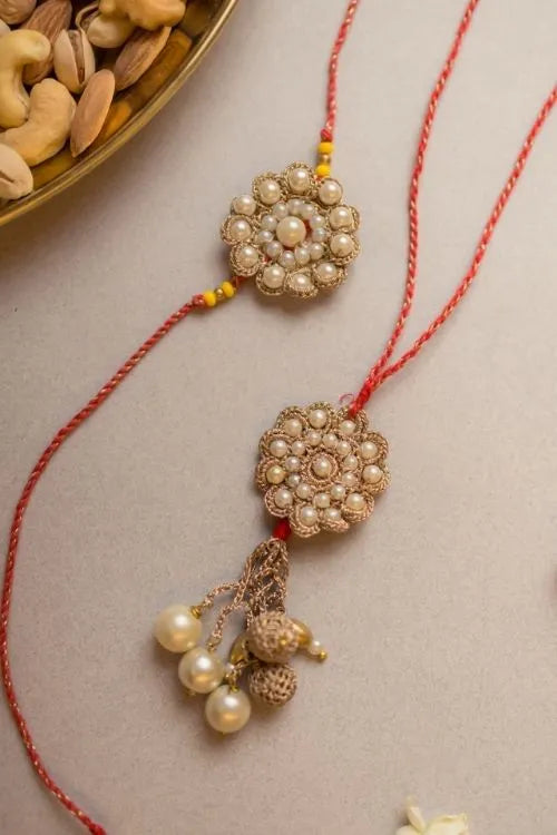 Samoolam Celestial Crochet Rakhi & Lumba Set (Set Of 2)