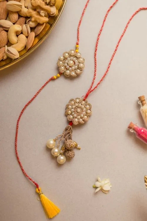 Samoolam Celestial Crochet Rakhi & Lumba Set (Set Of 2)