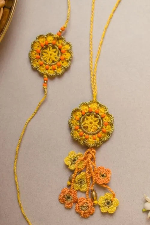 Samoolam Soul Stich Crochet Rakhi & Lumba Set (Set Of 2)