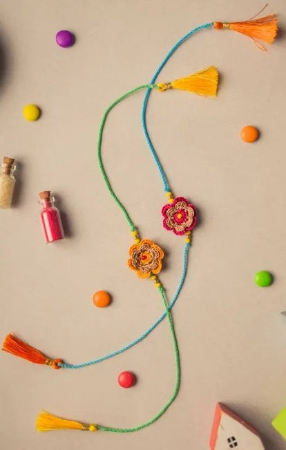 Samoolam Tiny Mandala Crochet Rakhi Set (Set Of 2)