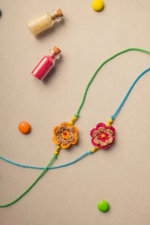Samoolam Tiny Mandala Crochet Rakhi Set (Set Of 2)