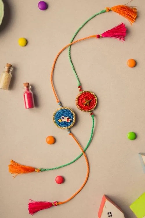 Samoolam Universe Crochet Rakhi Set (Set Of 2)