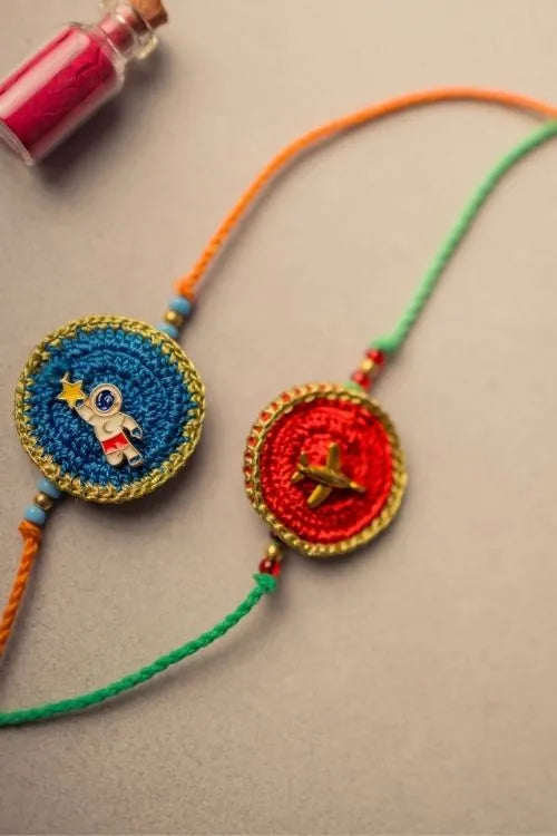 Samoolam Universe Crochet Rakhi Set (Set Of 2)