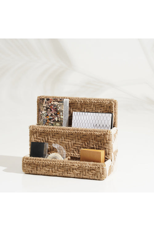 Sirohi Handwoven Workspace Wall Organiser | Jute & White – Okhaistore