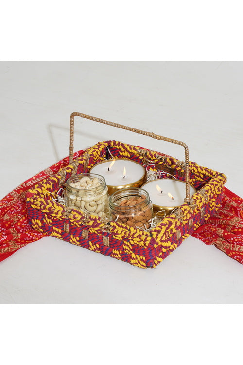 Sirohi Jute & Cotton Cosmo Picnic Basket With Handles | Brown