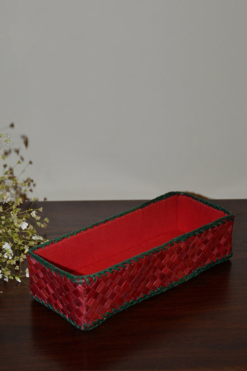 Dharini Screw Pine Utility Basket Small Red