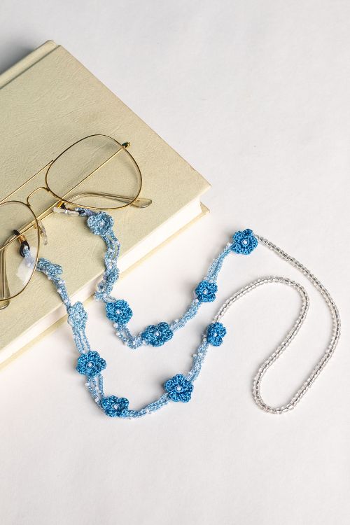 Samoolam Handmade Crochet Wild Roses Spec Chain-Blue