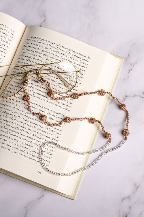 Samoolam Handmade Crochet Beaded  Spec Chain-Brown