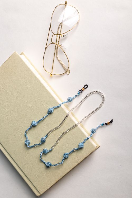 Samoolam Handmade Crochet Beaded  Spec Chain-Blue