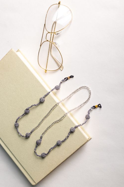 Samoolam Handmade Crochet Beaded  Spec Chain-Grey