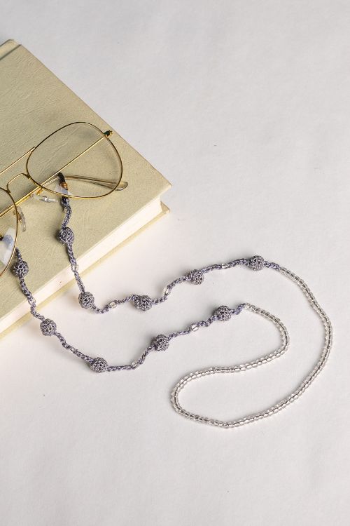 Samoolam Handmade Crochet Beaded  Spec Chain-Grey