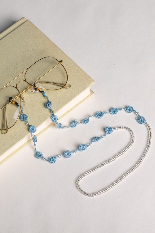 Samoolam Handmade Crochet Tikki Spec Chain-Blue