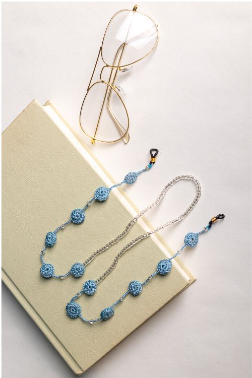 Samoolam Handmade Crochet Coins Spec Chain-Blue