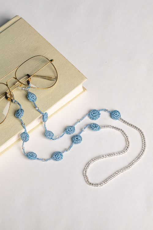 Samoolam Handmade Crochet Coins Spec Chain-Blue