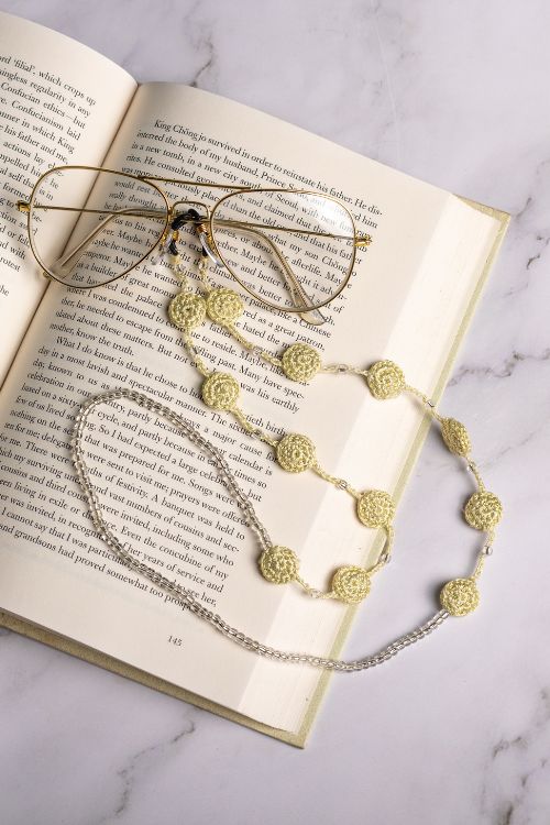 Samoolam Handmade Crochet Coins Spec Chain-Beige