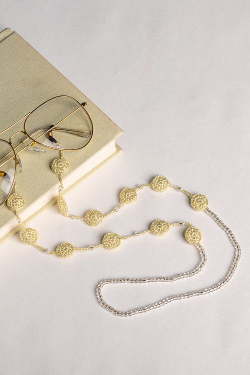 Samoolam Handmade Crochet Coins Spec Chain-Beige