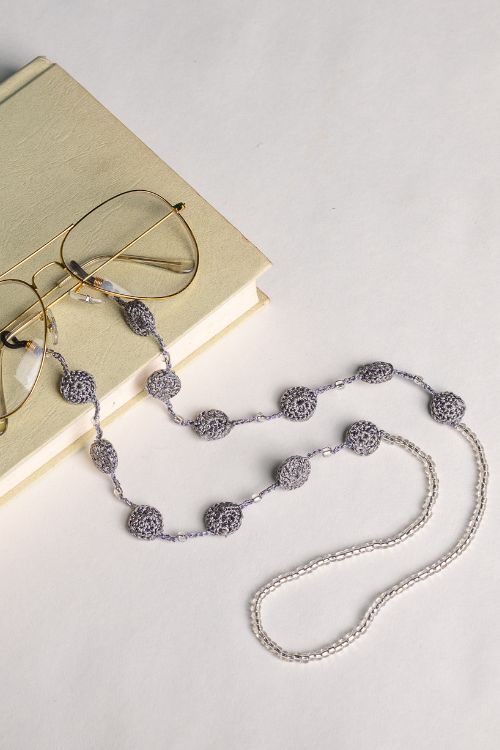 Samoolam Handmade Crochet Coins Spec Chain-Grey