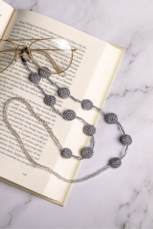 Samoolam Handmade Crochet Coins Spec Chain-Grey