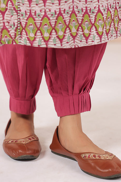 Shuddhi  Pink And Green A Line Kurta