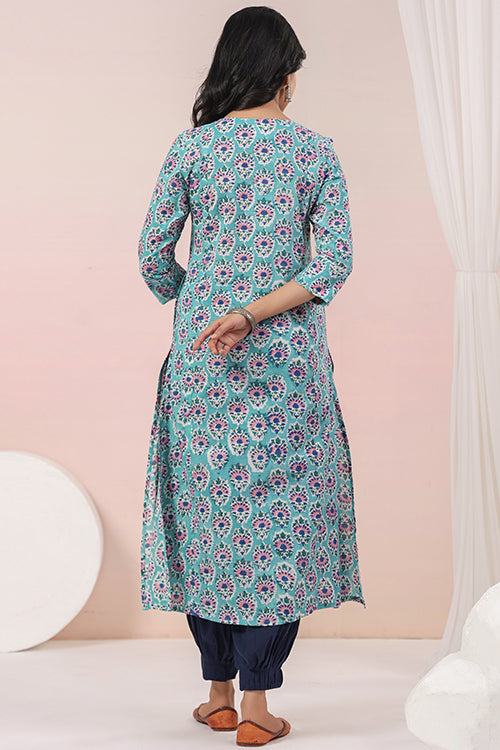 Shuddhi  Sea Green And Blue A Line Kurta