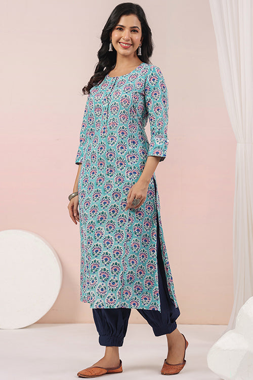 Shuddhi  Sea Green And Blue A Line Kurta