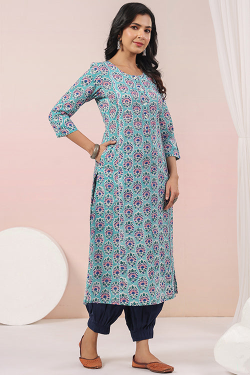 Shuddhi  Sea Green And Blue A Line Kurta