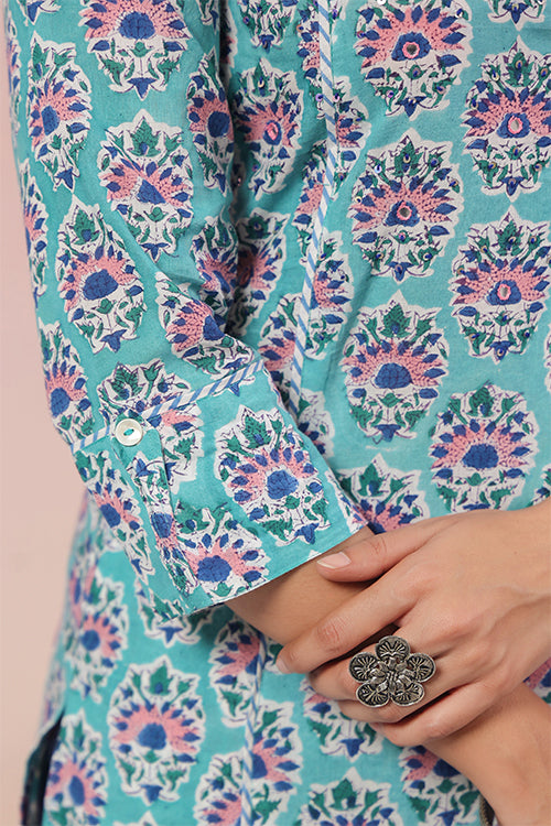 Shuddhi  Sea Green And Blue A Line Kurta