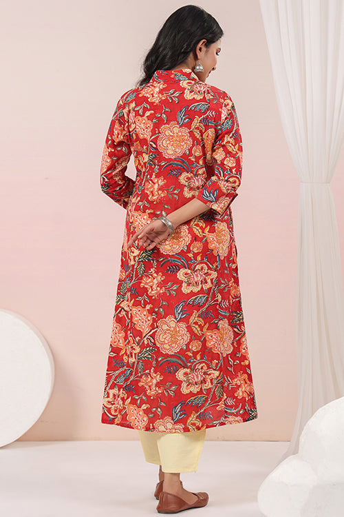 Shuddhi  Red And Green Semi Aline