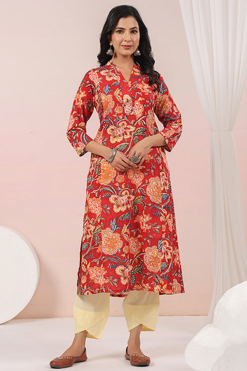 Shuddhi  Red And Green Semi Aline