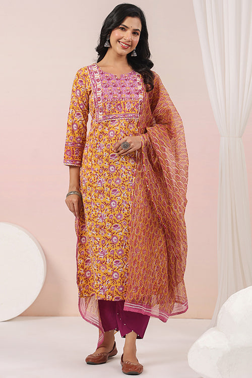 Shuddhi Yellow Kurta And Duppatta Set
