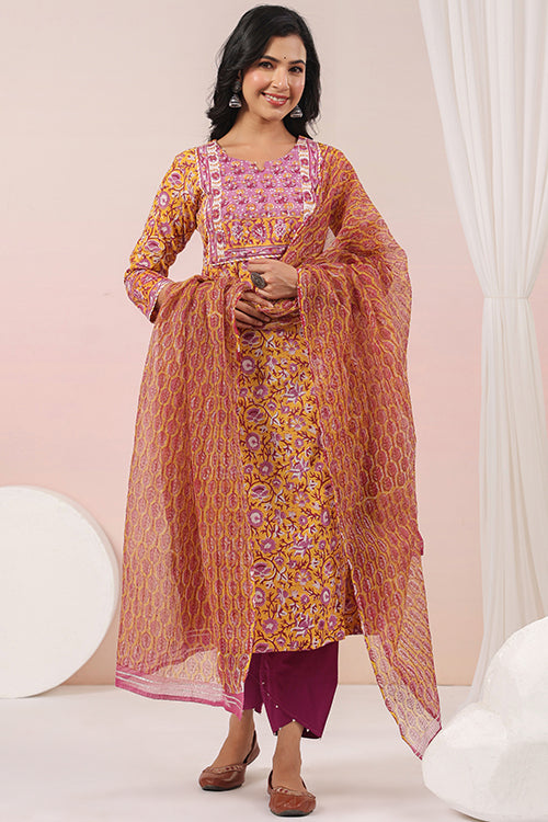 Shuddhi Yellow Kurta And Duppatta Set