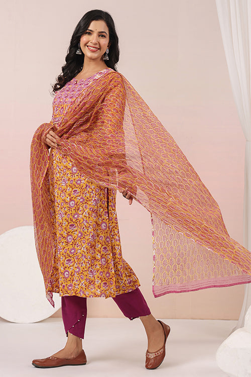 Shuddhi Yellow Kurta And Duppatta Set