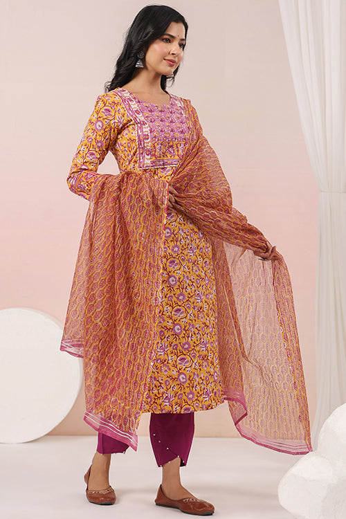 Shuddhi Yellow Kurta And Duppatta Set